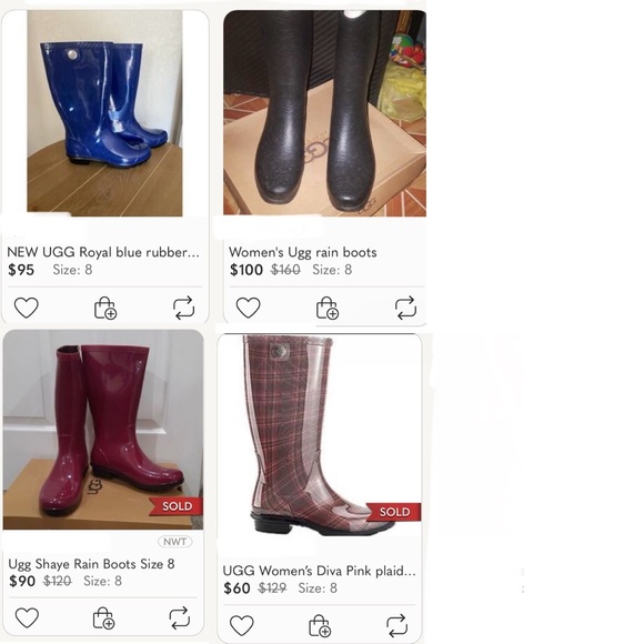 Ugg Waterproof Rain Boots Serpa or wool insoles Plaid Sz 7 EUC almost like new! - Picture 14 of 14